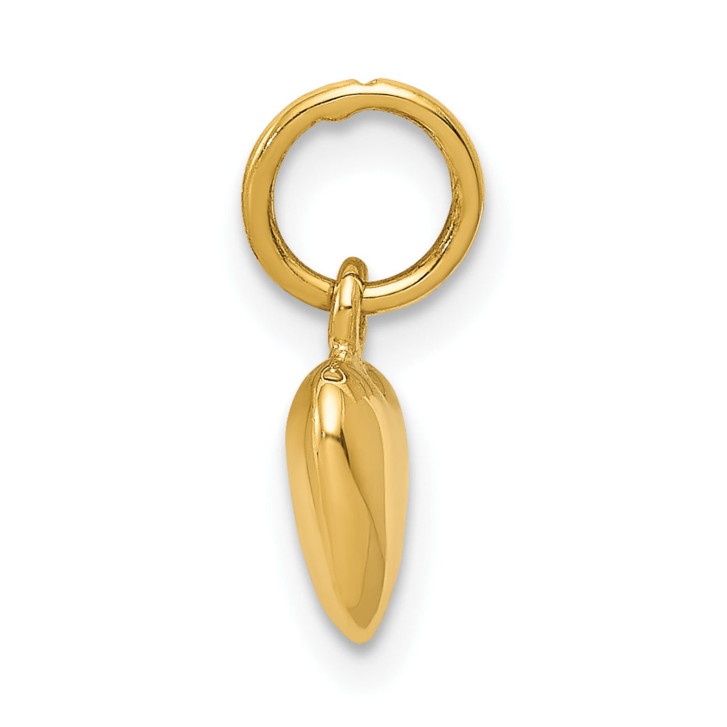 14K Gelbgold Poliert 3-d Gewölbt Herz Charm