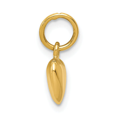 14K Gelbgold Poliert 3-d Gewölbt Herz Charm