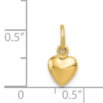 14K Gelbgold Poliert 3-d Gewölbt Herz Charm