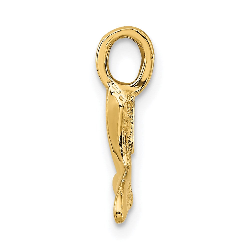 14K Gelbgold Poliert Mini Wal Schwanz Charm