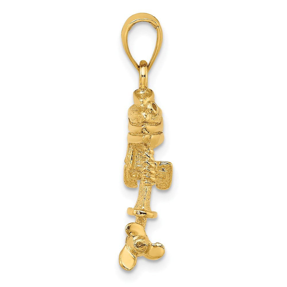 14K Gelbgold 3-D Beweglicher Bootsmotor-Charm