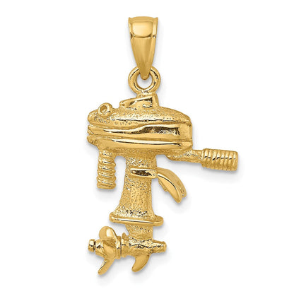 14K Gelbgold 3-D Beweglicher Bootsmotor-Charm
