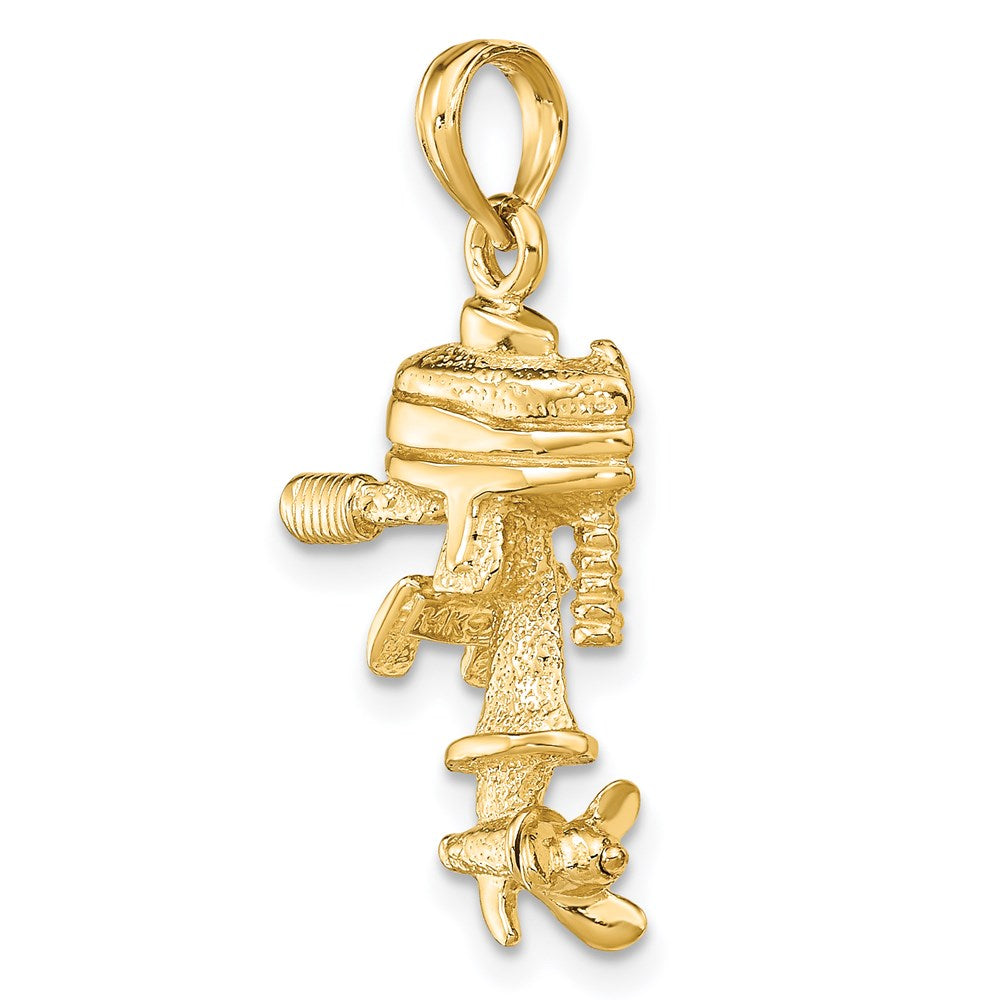 14K Gelbgold 3-D Beweglicher Bootsmotor-Charm