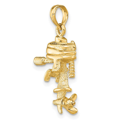 14K Gelbgold 3-D Beweglicher Bootsmotor-Charm
