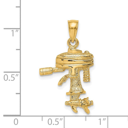 14K Gelbgold 3-D Beweglicher Bootsmotor-Charm