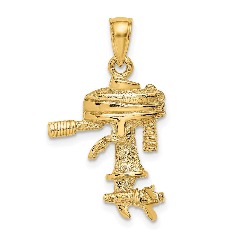 14K Gelbgold 3-D Beweglicher Bootsmotor-Charm