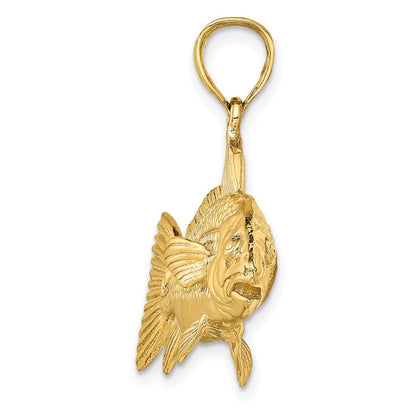 14K Gelbgold 3-D Roter Fisch Charm