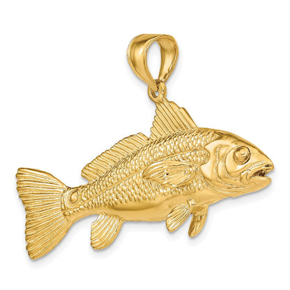 14K Gelbgold 3-D Roter Fisch Charm
