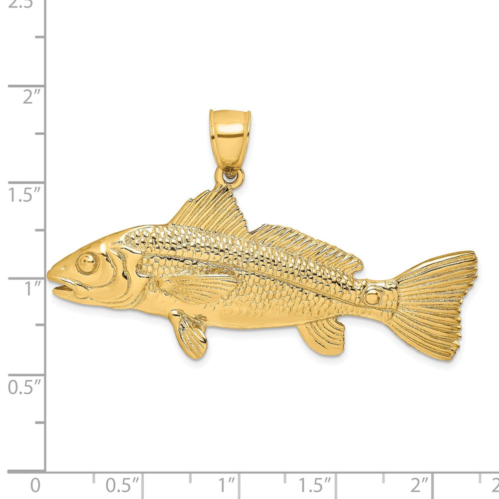 14K Gelbgold 3-D Roter Fisch Charm