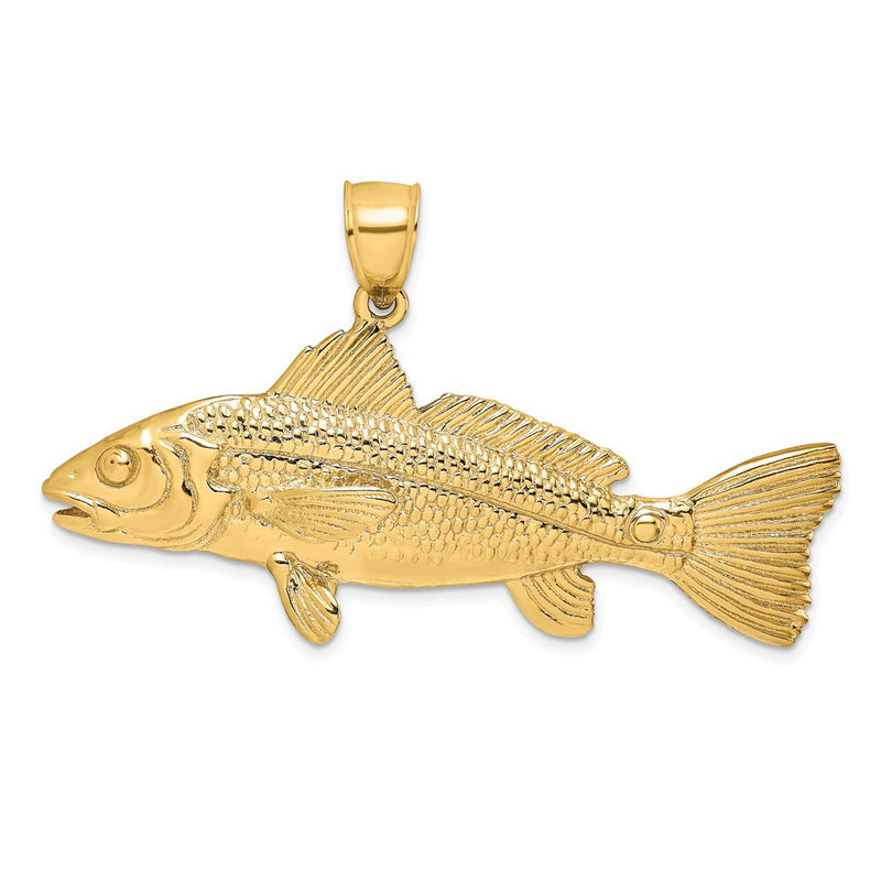 14K Gelbgold 3-D Roter Fisch Charm