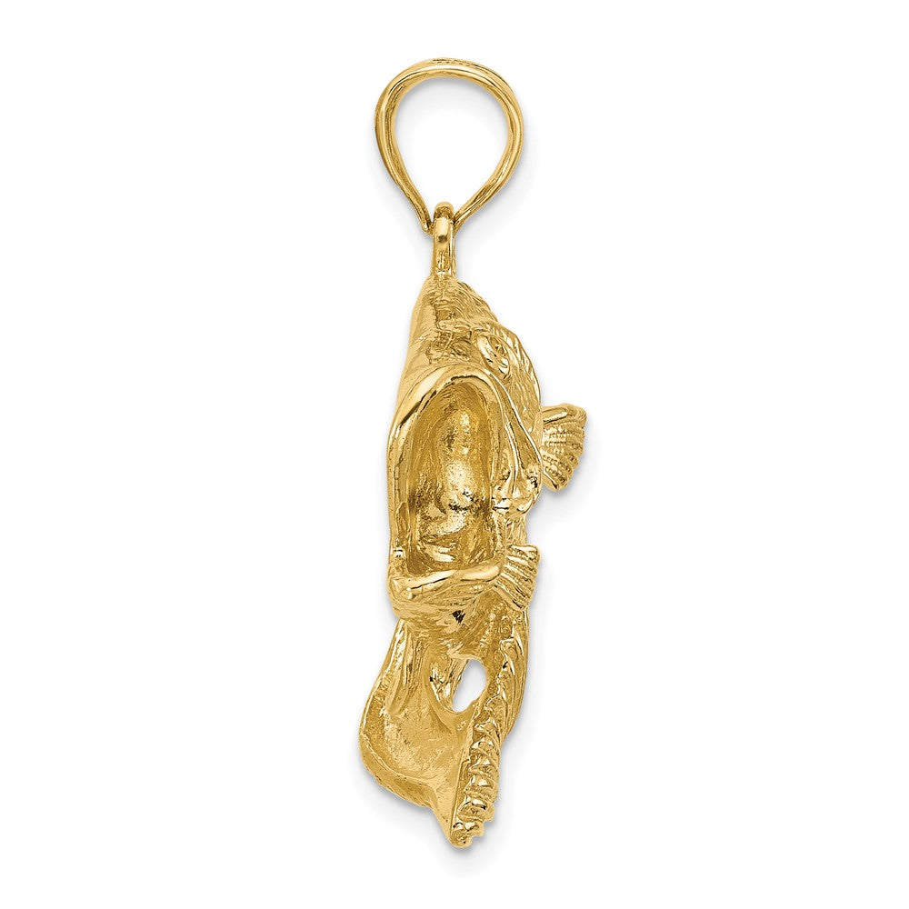 14K Gelbgold 2-D Barsch-Fisch-Sprung-Charm