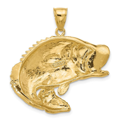 14K Gelbgold 2-D Barsch-Fisch-Sprung-Charm