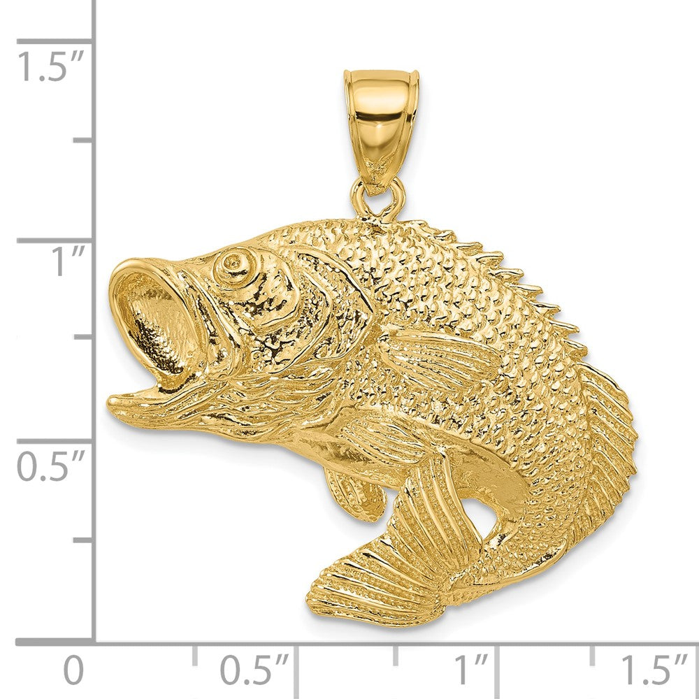 14K Gelbgold 2-D Barsch-Fisch-Sprung-Charm