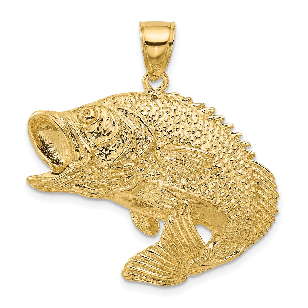 14K Gelbgold 2-D Barsch-Fisch-Sprung-Charm