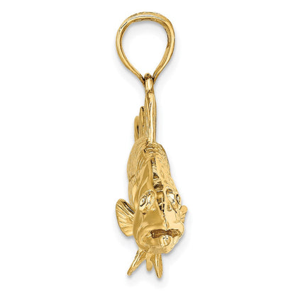 14K Gelbgold 3-D Schnuk-Fisch-Charm