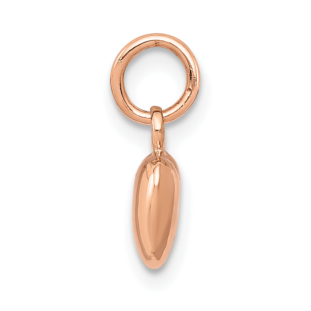 14K Roségold Poliert 3-d Gewölbt Herz Charm