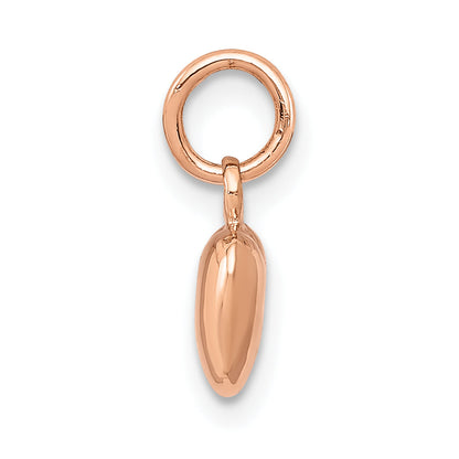 14K Roségold Poliert 3-d Gewölbt Herz Charm