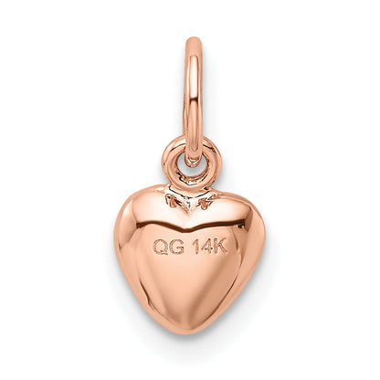 14K Roségold Poliert 3-d Gewölbt Herz Charm