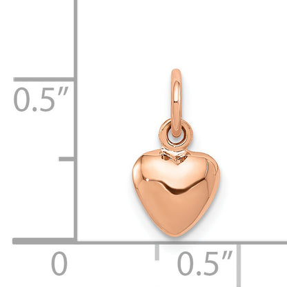 14K Roségold Poliert 3-d Gewölbt Herz Charm