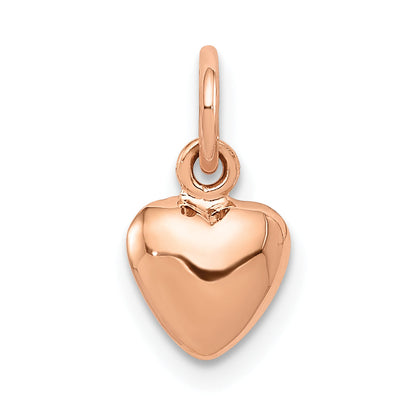 14K Roségold Poliert 3-d Gewölbt Herz Charm
