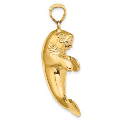 14K Gelbgold 3D-polierter Manati-Charm