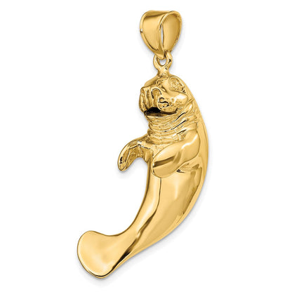 14K Gelbgold 3D-polierter Manati-Charm