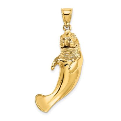 14K Gelbgold 3D-polierter Manati-Charm