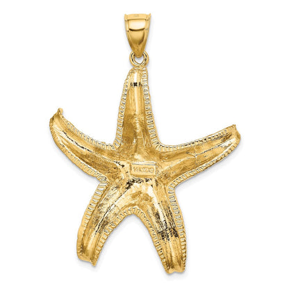 14K Gelbgold Seestern-Charm mit strukturierter Oberfläche, groß