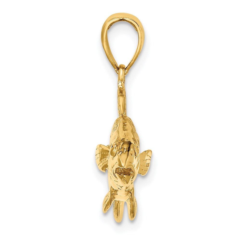 14K Gelbgold 3-D-Charm „Roter Fisch“