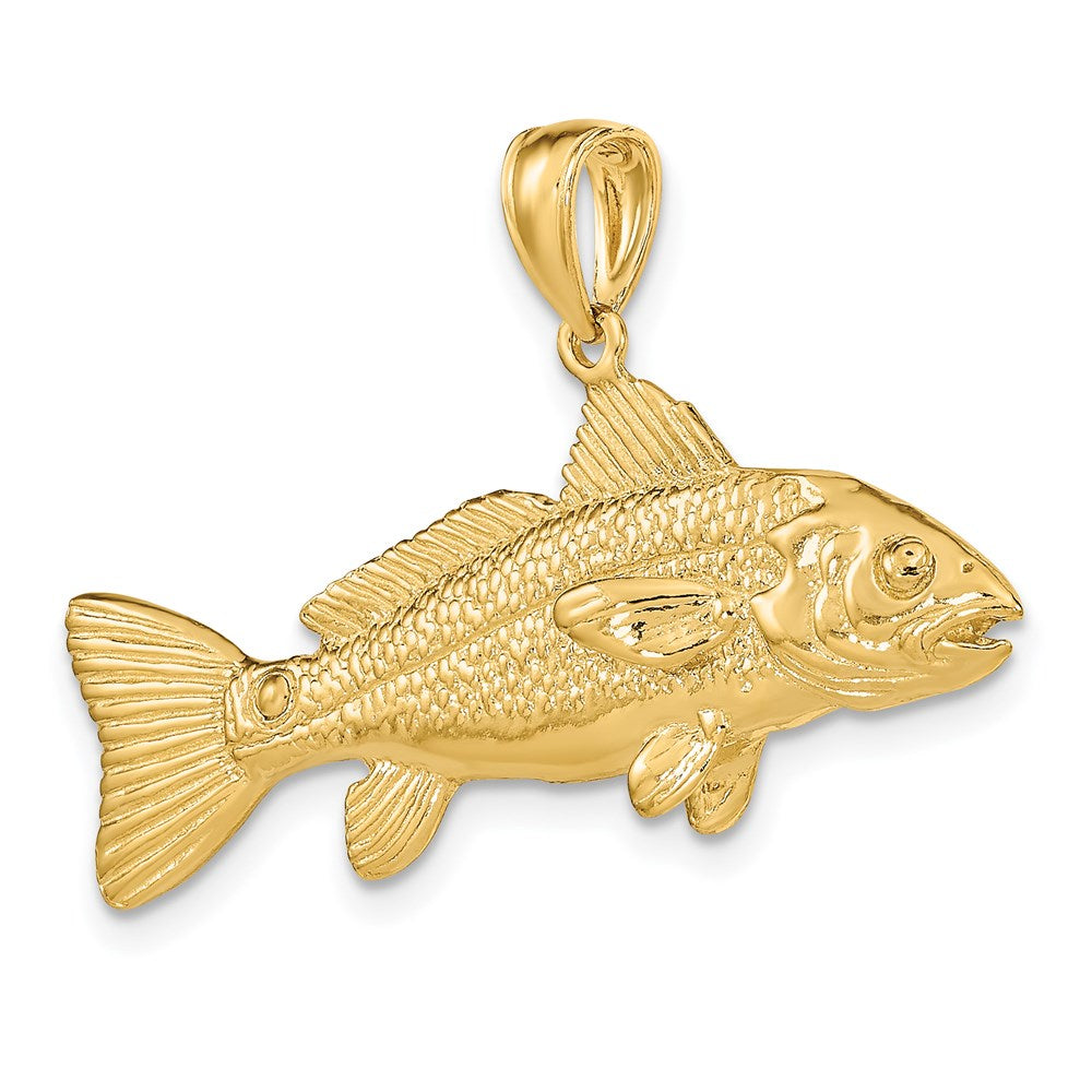 14K Gelbgold 3-D-Charm „Roter Fisch“