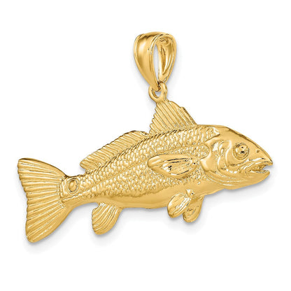14K Gelbgold 3-D-Charm „Roter Fisch“