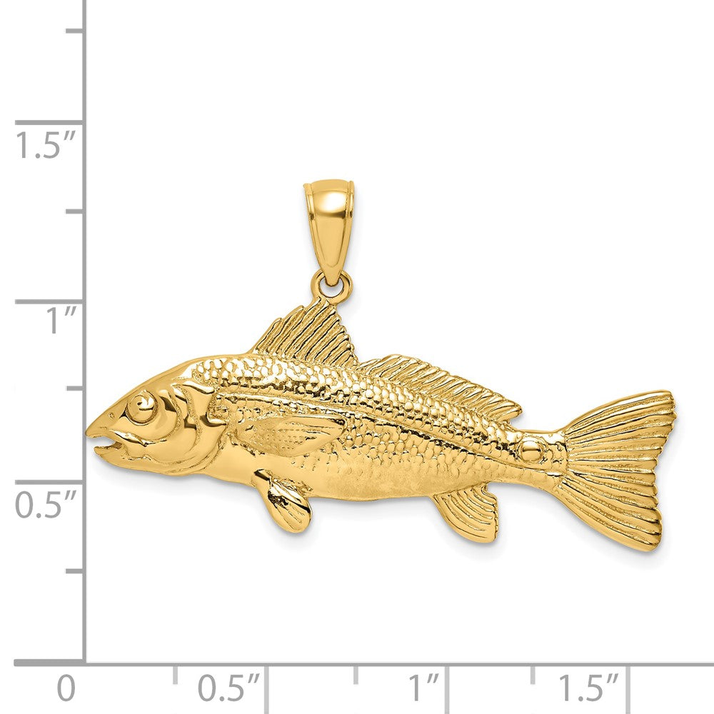 14K Gelbgold 3-D-Charm „Roter Fisch“