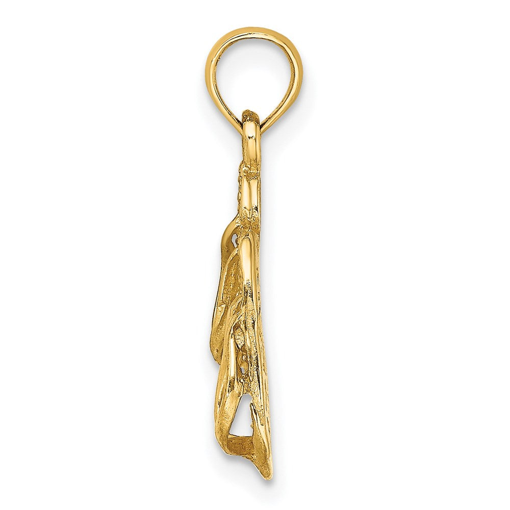 14K Gelbgold 3d Ocean City Doppelt Flip-flop Charm
