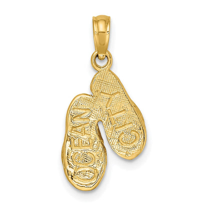 14K Gelbgold 3d Ocean City Doppelt Flip-flop Charm