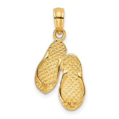 14K Gelbgold 3d Ocean City Doppelt Flip-flop Charm