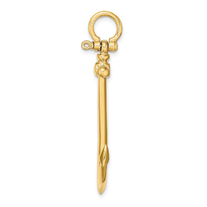 14K Gelbgold 3-D Großer Anker-Charm