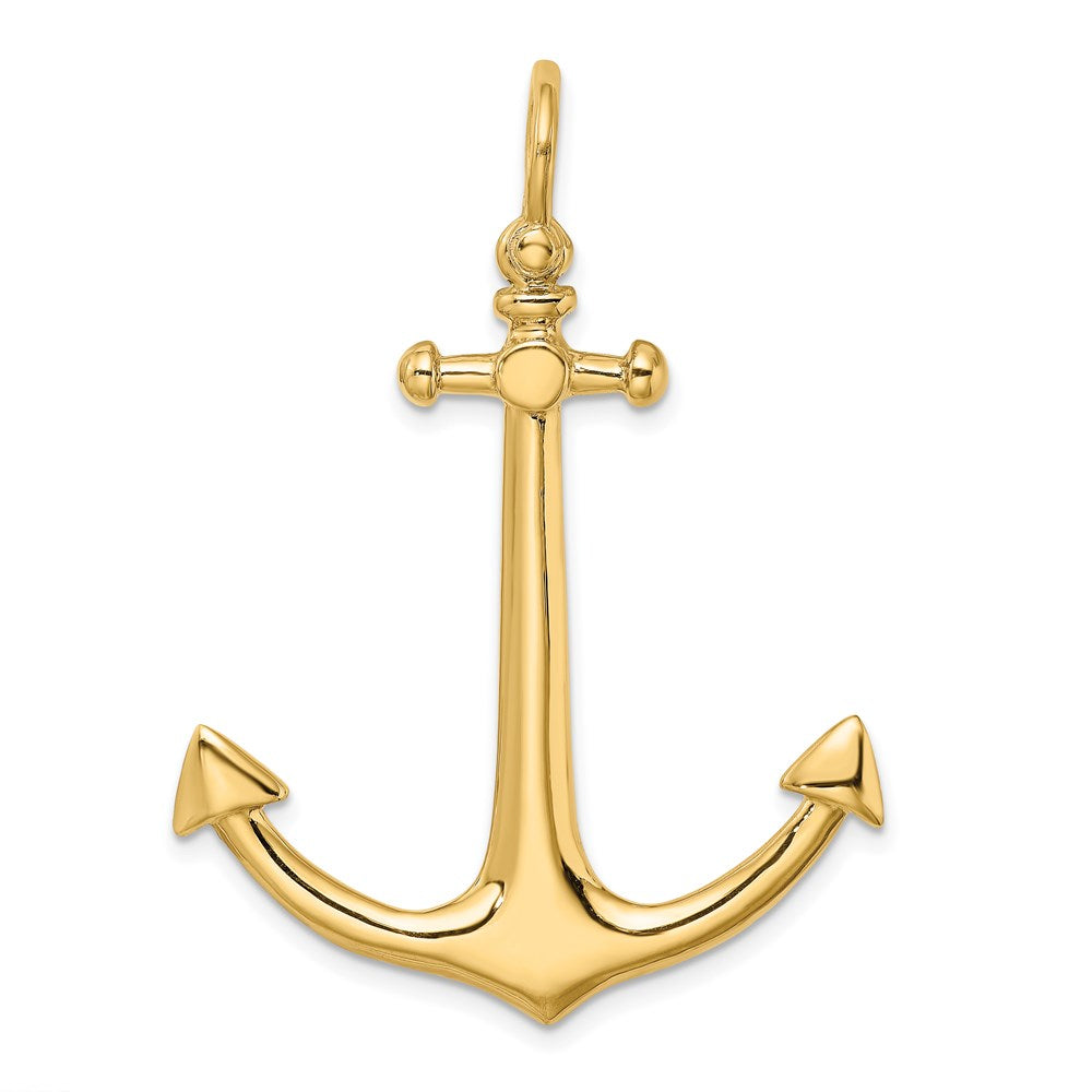 14K Gelbgold 3-D Großer Anker-Charm