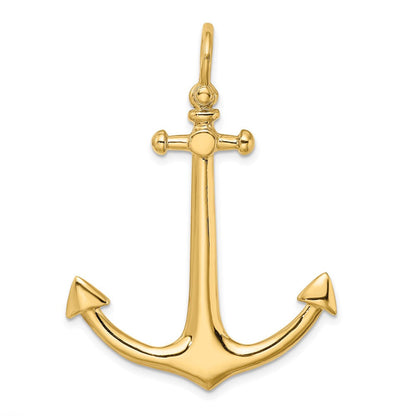 14K Gelbgold 3-D Großer Anker-Charm