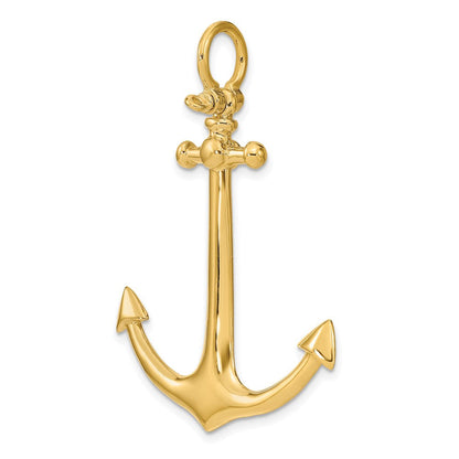 14K Gelbgold 3-D Großer Anker-Charm