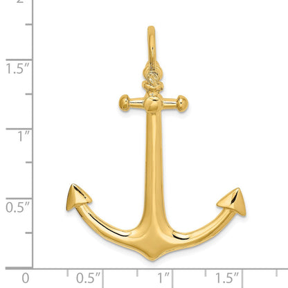 14K Gelbgold 3-D Großer Anker-Charm