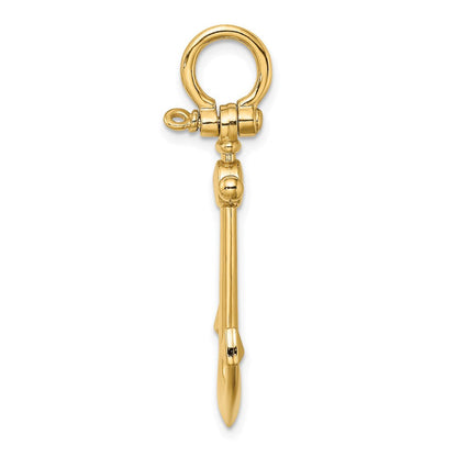 14K Gelbgold 3D Anker klein Charm mit Schäkel-Öse