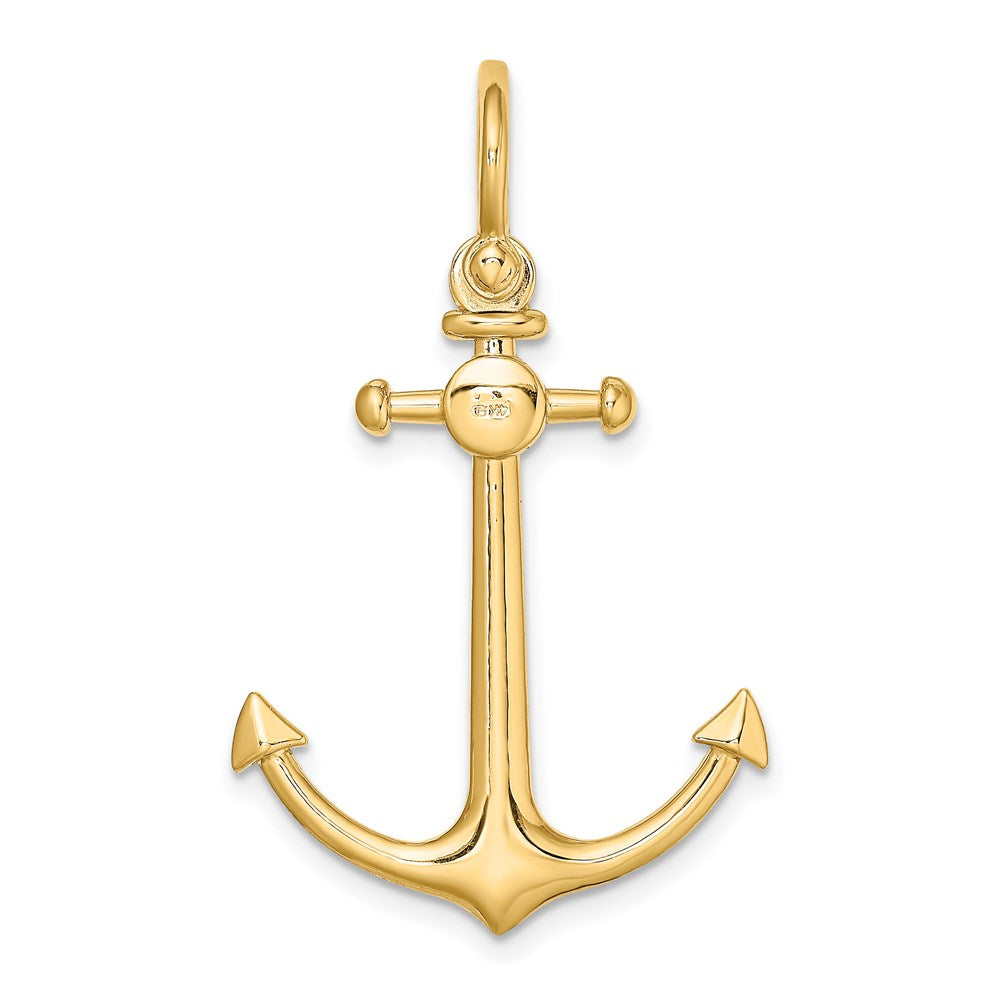 14K Gelbgold 3D Anker klein Charm mit Schäkel-Öse