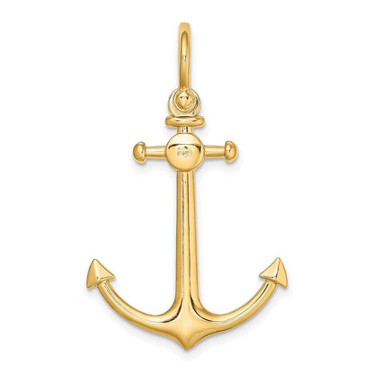 14K Gelbgold 3D Anker klein Charm mit Schäkel-Öse