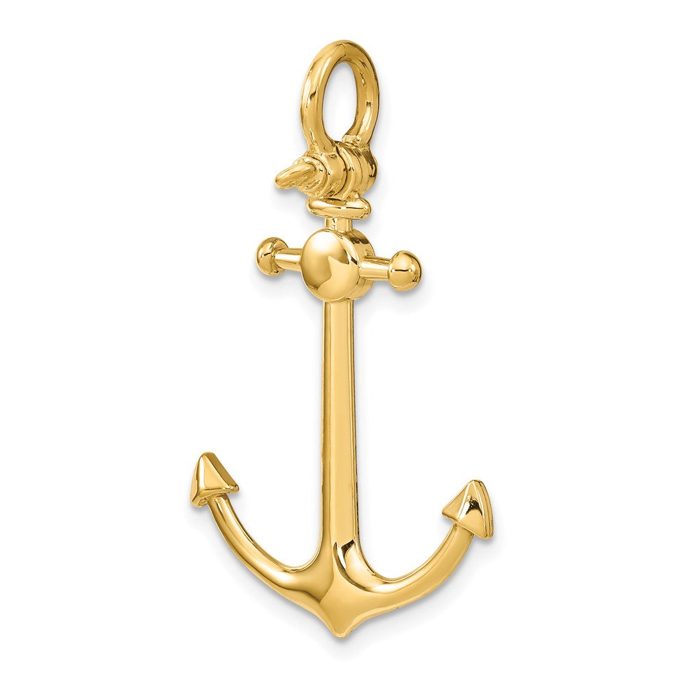 14K Gelbgold 3D Anker klein Charm mit Schäkel-Öse