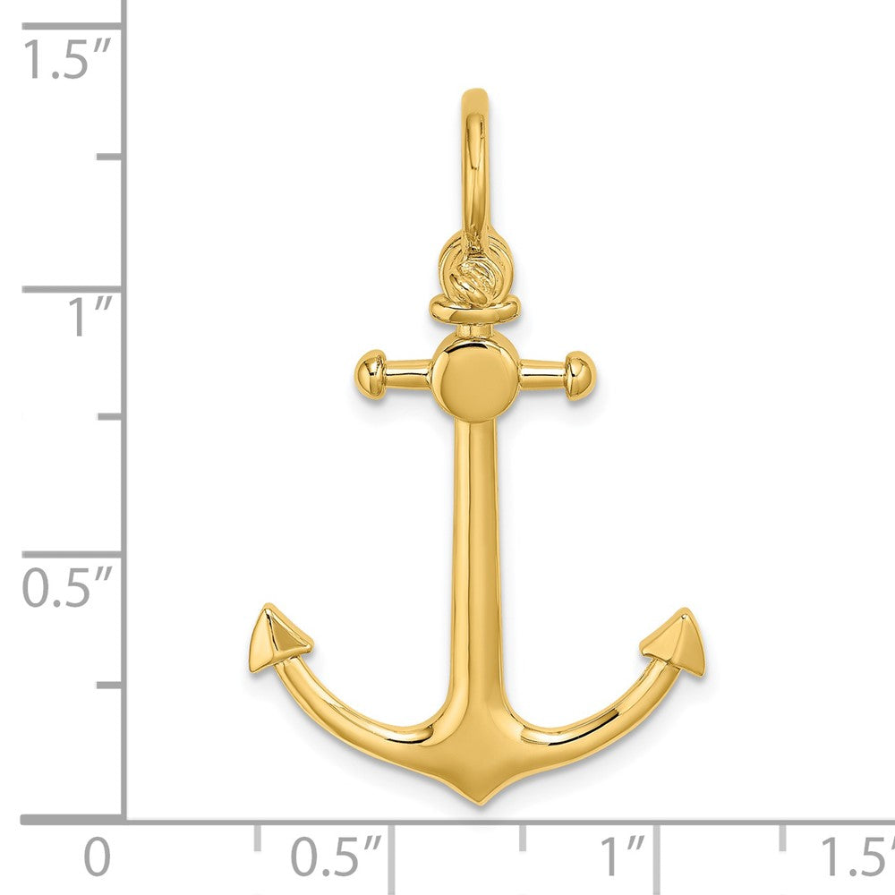 14K Gelbgold 3D Anker klein Charm mit Schäkel-Öse