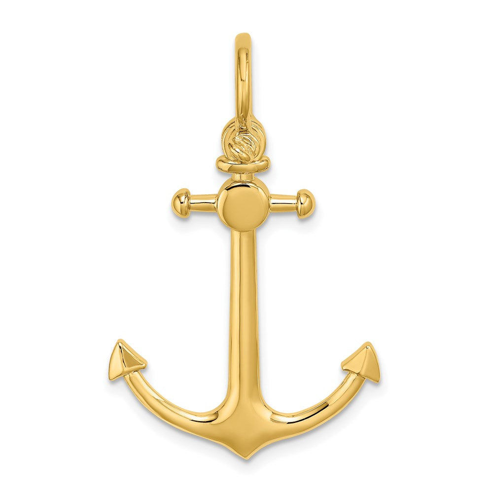 14K Gelbgold 3D Anker klein Charm mit Schäkel-Öse