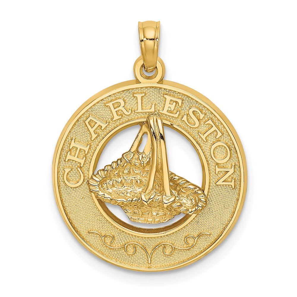 14k Gelbgold CHARLESTON-Charm mit Sweetgrass-Korb