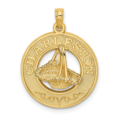 14k Gelbgold CHARLESTON-Charm mit Sweetgrass-Korb