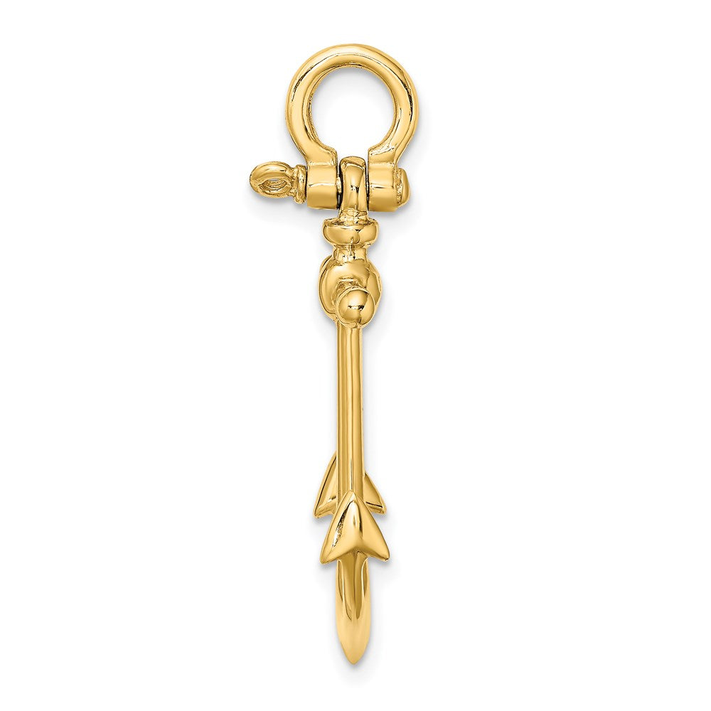 14K Gelbgold 3-D-Anker-Charm mit Schäkel-Bügel