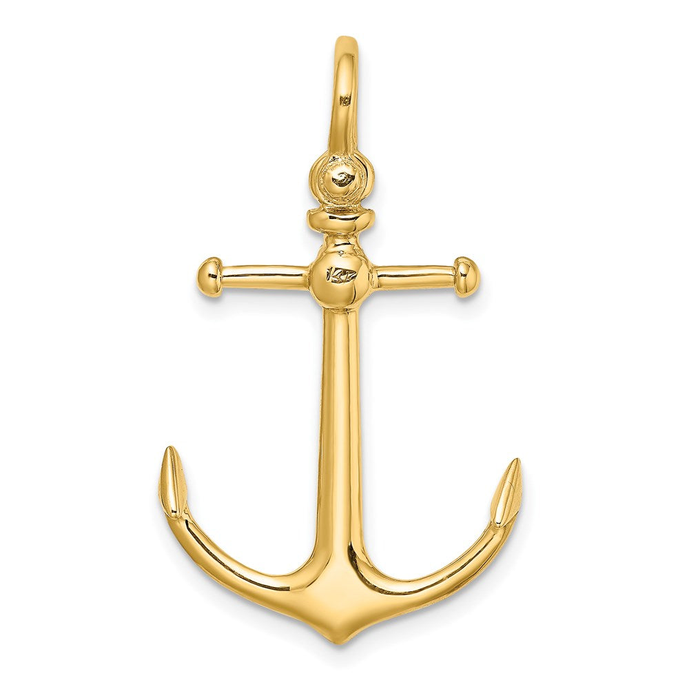 14K Gelbgold 3-D-Anker-Charm mit Schäkel-Bügel